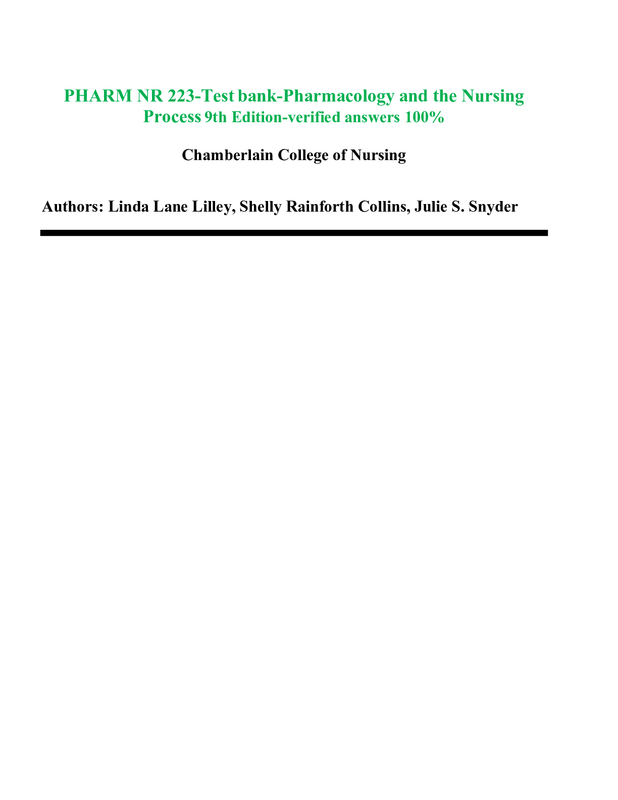 Preview of PHARM NR 223-Test bank-Pharmacology and the Nursing Process 9th Edition